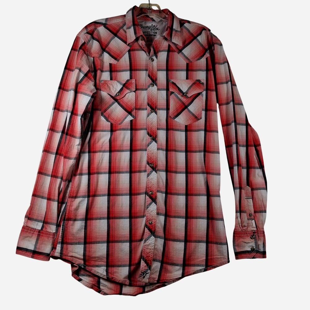 Wrangler 20X Competition Red Plaid Snap Front Western Shirt Mens MT Cowboy